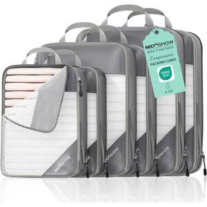 6 Set Compression Packing Cubes for Travel - Compressible, Lightweight